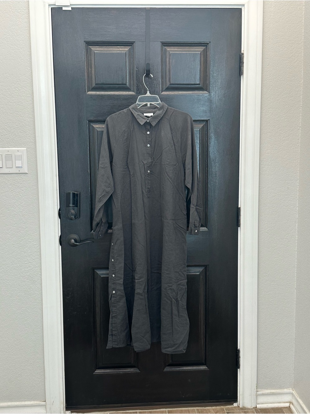 J. Jill Charcoal Gray Button-Up Shirt Dress Medium